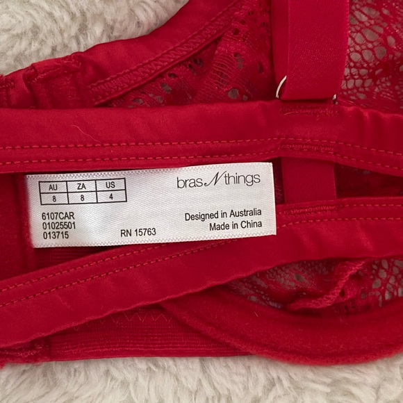 Red Lace Bra and Panty Set - Picture 7 of 9